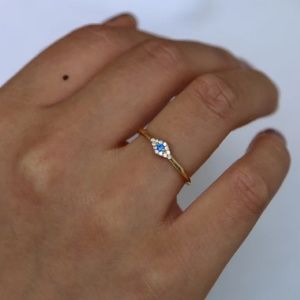 18k Evil Eye Protector Ring Yellow Gold Only Luxe